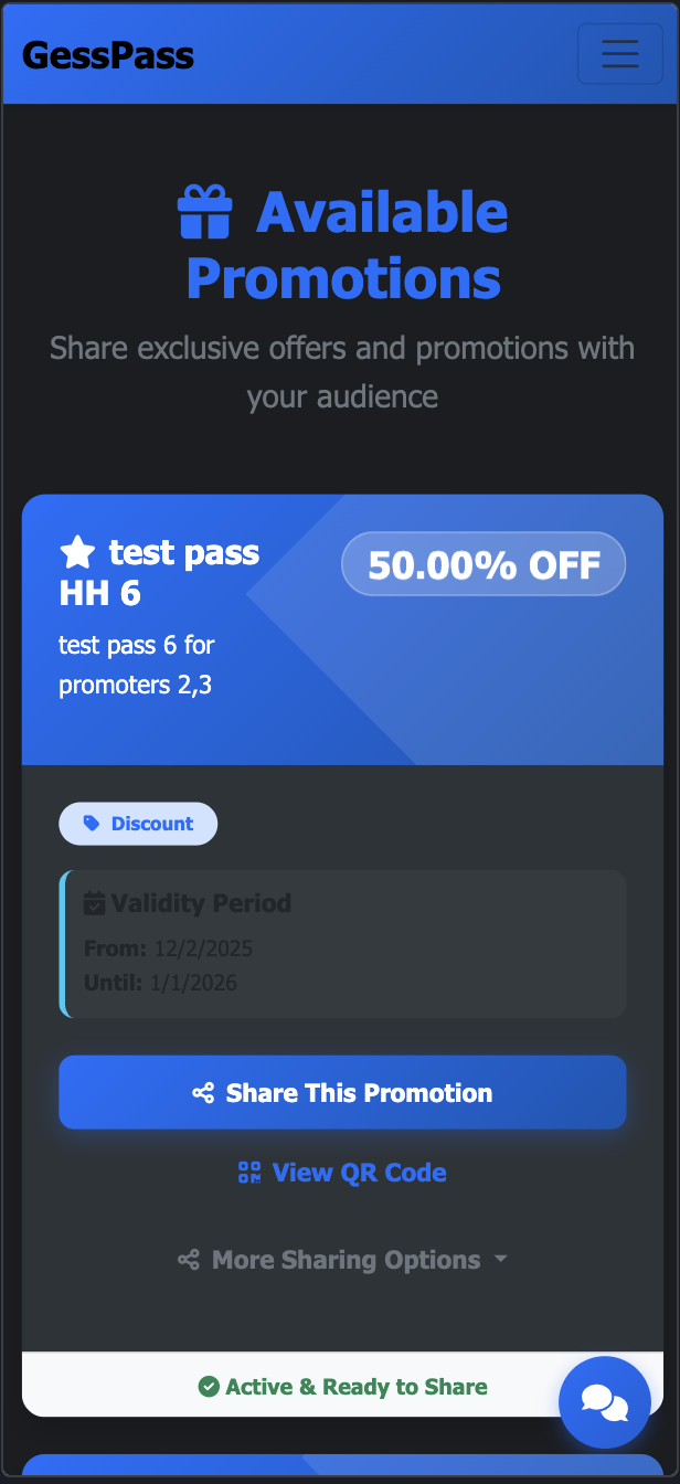 Promoter Dashboard Mobile